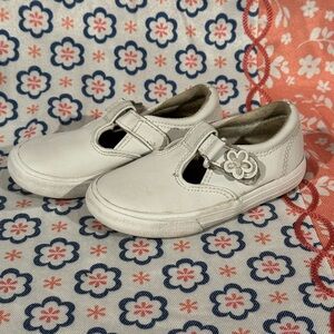 Keds White Kids Dress Shoes with Flower Accent